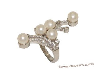 spr177 Sterling Silver White Pearl and Zircon Accent Ring