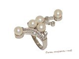 spr177 Sterling Silver White Pearl and Zircon Accent Ring