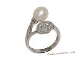 spr178 Sterling Silver Freshwater Cultured Pearl & Ziron Accent Twisted Ring