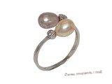 spr179 Sterling Silver Bypass Ring  with Freshwater Pink&Purple Pearls