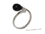 spr180 Sterling Silver 7-8mm Teardrop Freshwater Pearl Ring