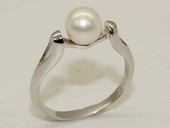 spr183 Sterling Silver 7-8mm Round  Freshwater Pearl Ring