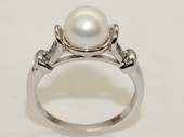 spr186 Sterling Silver 7-8mm Round Freshwater Pearl Ring