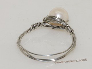 spr195 Sterling Silver 9.5-10mm Pink Bread Freshwater Pearl Ring