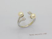 spr229 Sterling Silver Freshwater Cultured Pearl & Zircon Accent  Star Ring