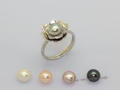 Spr234 Fashion 6.5-7mm Grey Bread Pearl Sterling Silver Ring with Zircon