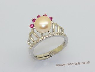 spr237 Fine 925 Sterling Silver  Finger Band Crown Shape Pearl Ring