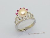 spr237 Fine 925 Sterling Silver  Finger Band Crown Shape Pearl Ring