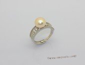 spr239  Large 9.5-10mm Freshwater Bread Pearl Pink Color & Cubic Zircon Sterling Silver Rings