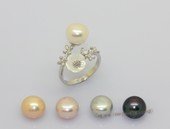 spr242  Sterling Silver Rings with 9-9.5mm  Bread Freshwater Pearl & flower fitting