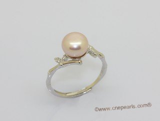 spr243  9-9.5mm Bread Freshwater Pearl Pink Color & Cubic Zircon Sterling Silver Rings