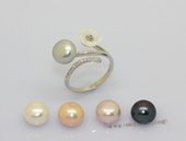 spr244  Sterling Silver Rings with 9-9.5mm  Bread Freshwater Pearl & flower fitting