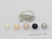 spr247 Sterling Silver Freshwater Cultured Pearl Feather Design  Bypass Ring