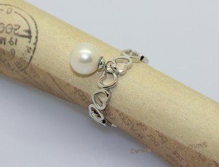 spr248 Sterling silver 7-7.5mm bread pearl adjustable tray ring
