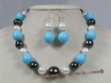 spset015 multi-color seashell pearl beach necklaces earrings set