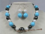 spset015 multi-color seashell pearl beach necklaces earrings set