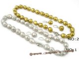 spset048 wholesale 12*16mm nugget shell pearl Princess necklace and earrings