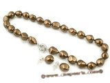 spset050 12*16mm baroque nugget shape shell pearl Princess necklace and earrings on sale