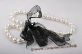 spset062 Fashion 14mm shell pearl necklace and bracelet jewelry set with black ribbon