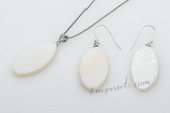 Spset072 Stylish 14*28mm Oval Mother of Pearl Shell Pendant and Earrings