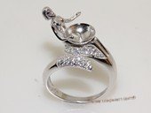 Srm041 sterling silver ring setting in open band design for adjust size