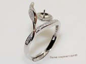Srm044 sterling silver ring setting in open band design for adjust size