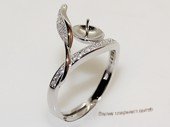 Srm044 sterling silver ring setting in open band design for adjust size