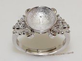 srm049  sterling silver ring setting in open band design for adjust size
