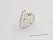 srm092 sterling silver leaf shape adjustable size ring setting