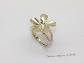 srm125 Fashion Maile Leaf 925 Silver Adjustable Ring Setting