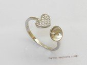 srm151 sterling silver heart style  adjustable size ring setting
