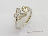 srm153 sterling silver butterfly design  adjustable size ring setting