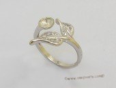 srm155 sterling silver double leaf  design  adjustable size ring setting
