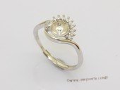 srm190  Wholesale adjust size sterling silver ring setting with zircon beads