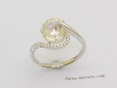 srm192  Wholesale adjustable size sterling silver ring setting with zircon beads