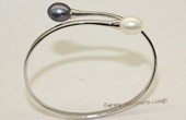 ssb133 Freshwater Pearl Sterling Silver Bypass-style Bangle Bracelet
