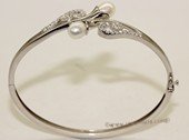 ssb135 Freshwater Pearl Sterling Silver Cuff Bangle Bracelet