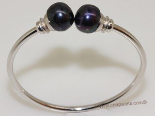 ssb151 Freshwater Pearl Sterling Silver Cuff Bangle Bracelet