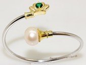 ssb152 Freshwater Bread Pearl Sterling Silver Cuff Bangle Bracelet