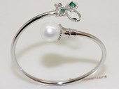 ssb153 Freshwater Rice Pearl Sterling Silver Cuff Bangle Bracelet