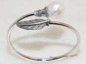 ssb154 Freshwater Baroque Nucleated Pearl Sterling Silver Cuff Bangle Bracelet