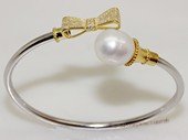 ssb155 Freshwater Rice Pearl Sterling Silver Cuff Bangle Bracelet