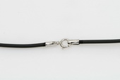 ssc019 16 inch black rubber cord chain 925silver Spring ring clasp