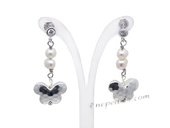 stce009 Fashion Cultured Dancing Pearl Silver toned Stud Earrings