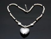 Stcn013 Hand Knotted Cultured Pearl Princess Necklace with Heart pendant