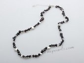 Stcn015 Elegant Black Nugget Seed Pearl Costume Necklace with Star Charm