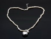 Stcn016 Fashion Freshwater potato seed pearl princess necklace with heart pendant