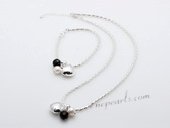 Stcset001 Designer Inspiration Silver toned Chain with Pearl&Agate Charm