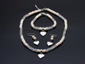 Stcset007 Fancy White Button Pearl and Crystal Princess Necklace