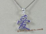 stp005 Sterling Silver Chinese Character for "LOVE" Pendant in purple color